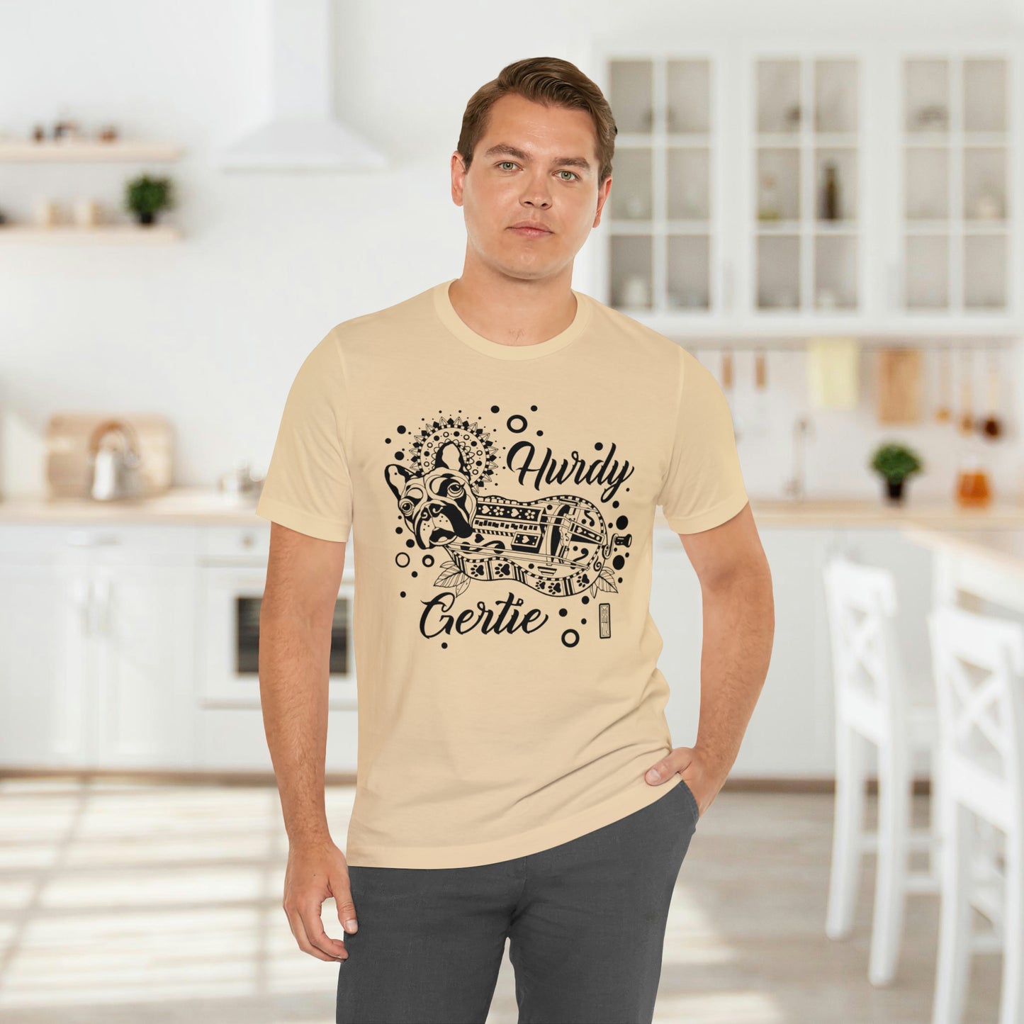 Hurdy Gertie Tee, Chemise Frenchton Dog Line Art