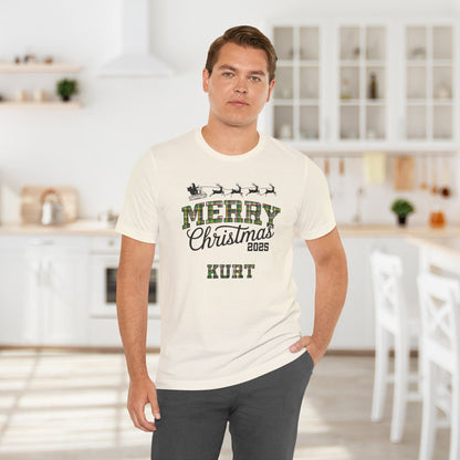 Custom Christmas Green and Gold Green Bay WI Plaid Tee or Pajama Top