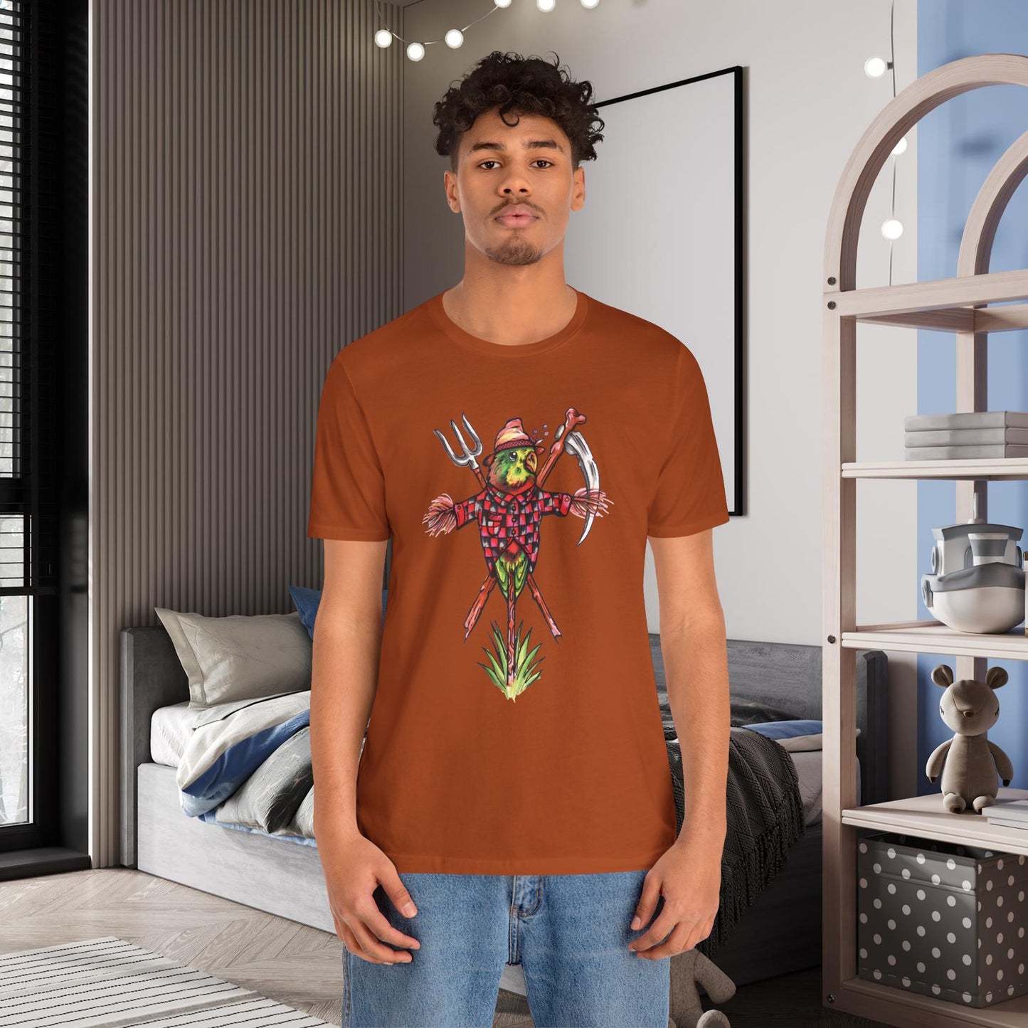 Scarecrow Lovebird, Hand-Drawn & Hand-Colored Tee