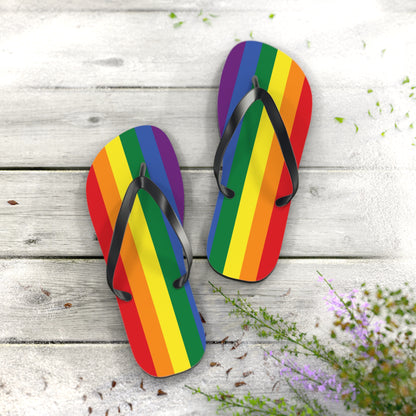 XL Black sole Rainbow Pride Flip Flops