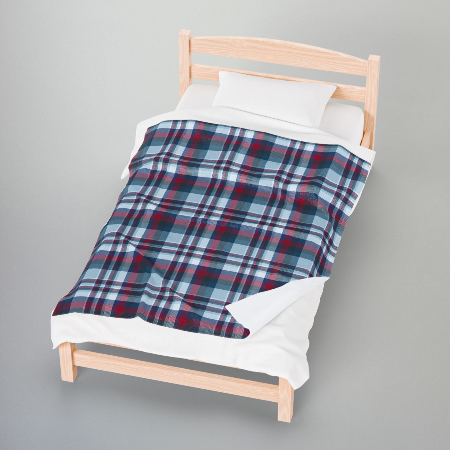 Nautical Blue Plaid Velveteen Plush Blanket