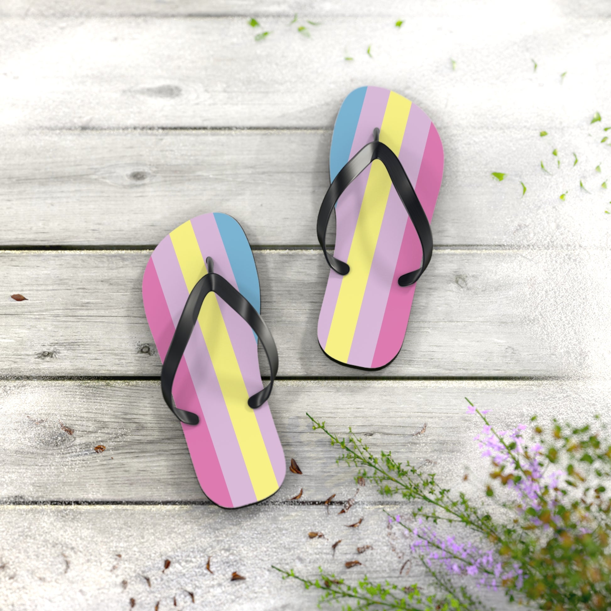 S Black sole Aporagender Pride Flip Flops