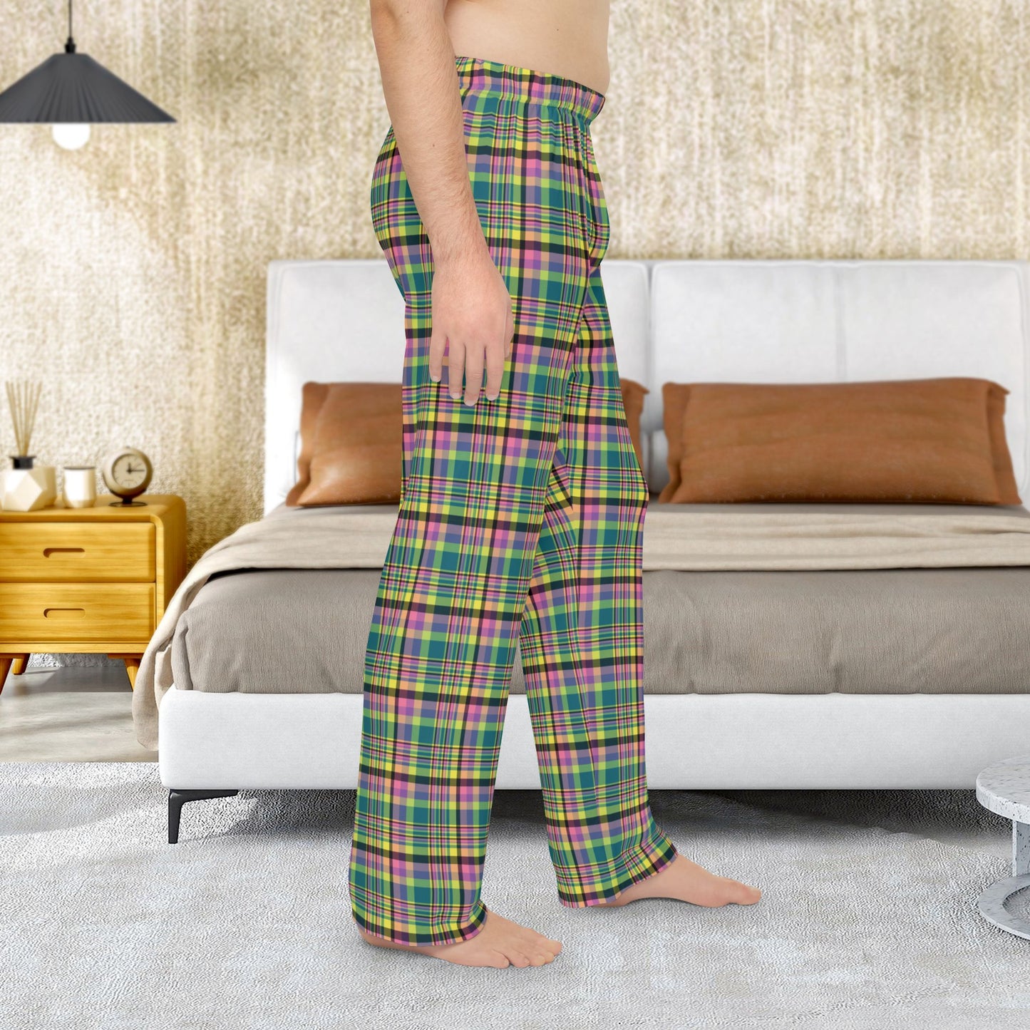 Men’s Light Green & Pink Ohio Plaid Pajama Pants