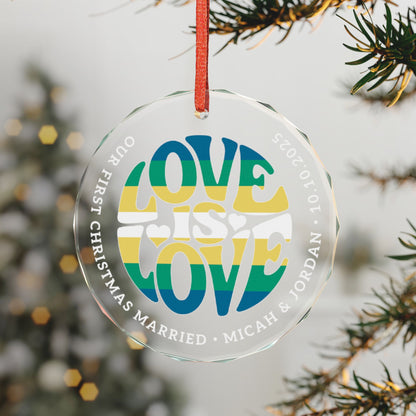 Custom Crystal Love is Love Non-Binary Boy Pride 3" Circle Ornament