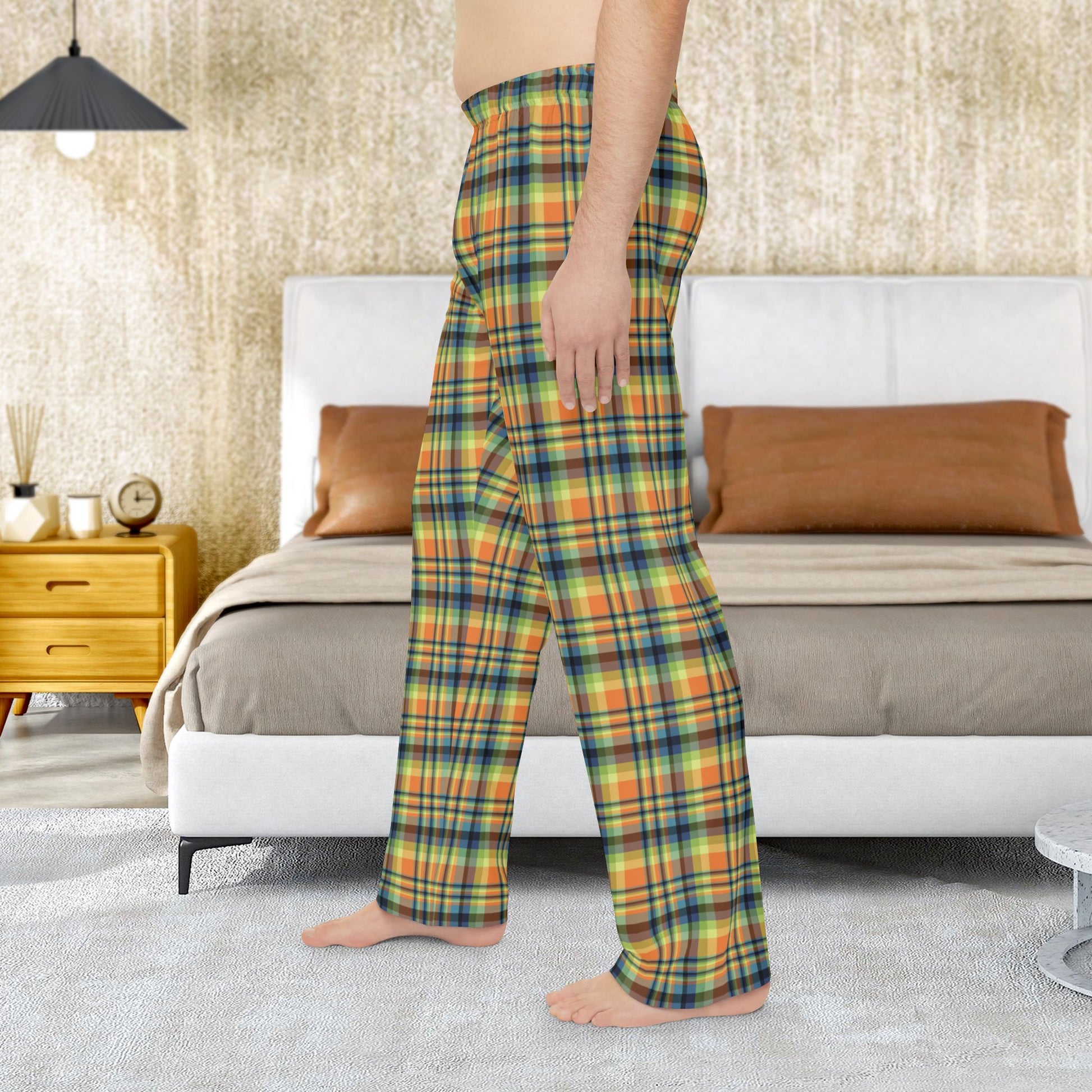 Men’s Orange, Green & Blue Ohio Plaid Pajama Pants