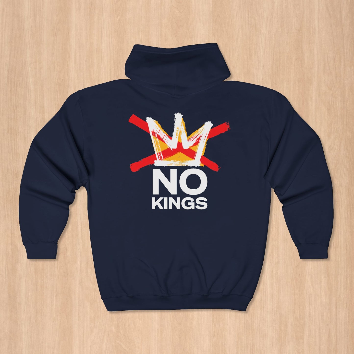 Navy No Kings Protest Zip Hoodie