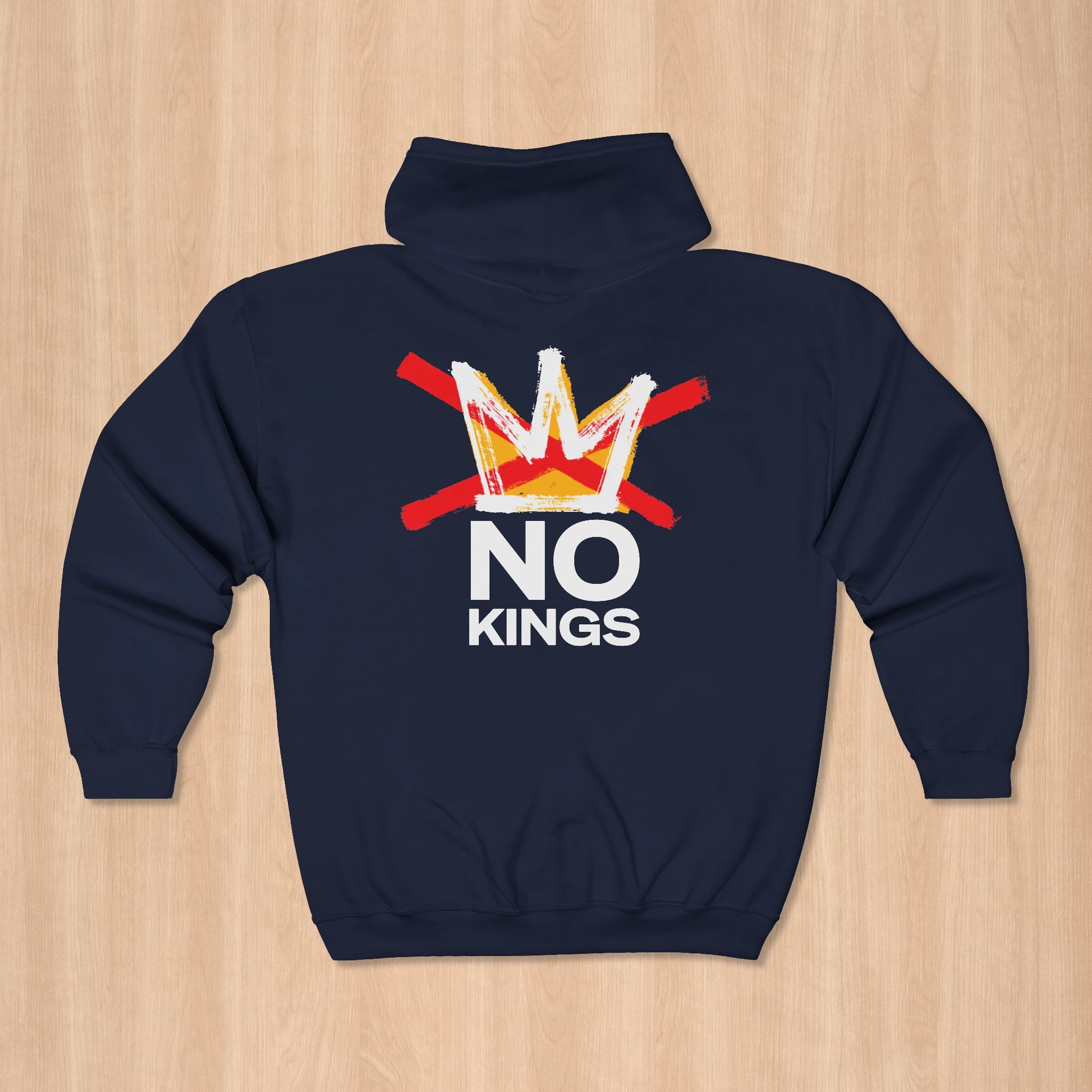 Navy No Kings Protest Zip Hoodie