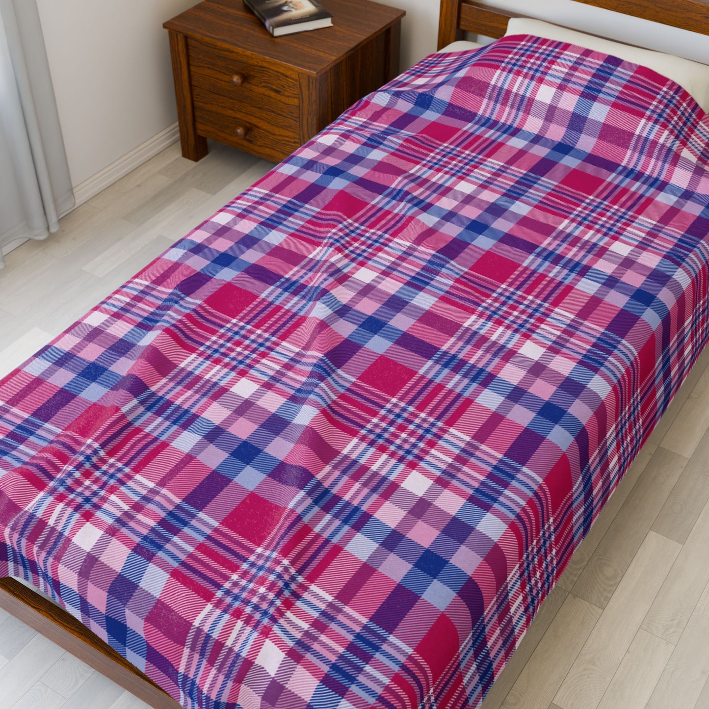 Bisexual Pride Plaid Velveteen Plush Blanket