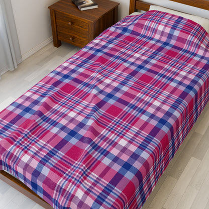 Bisexual Pride Plaid Velveteen Plush Blanket