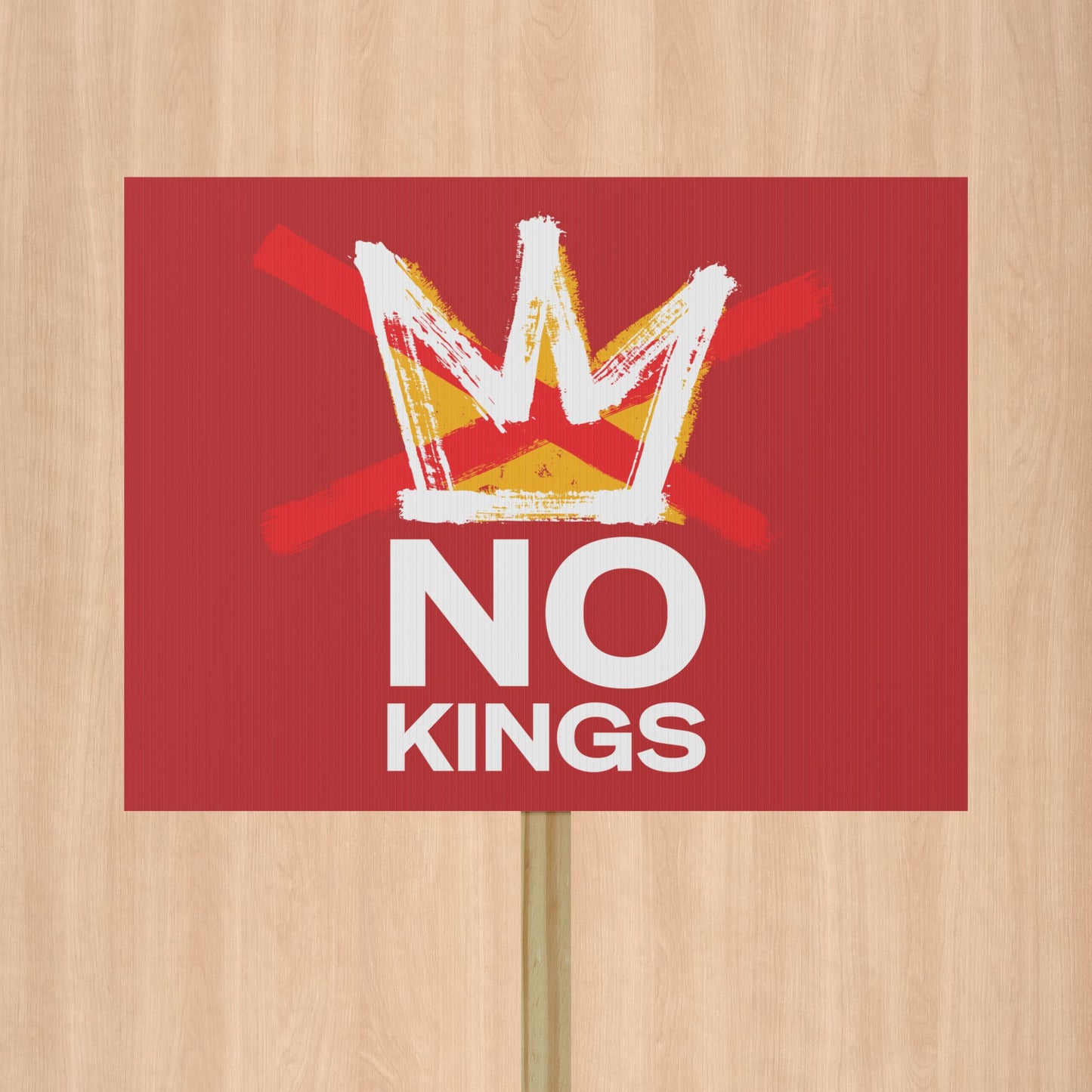 No Kings Red Protest Sign