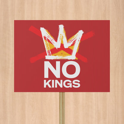 No Kings Red Protest Sign