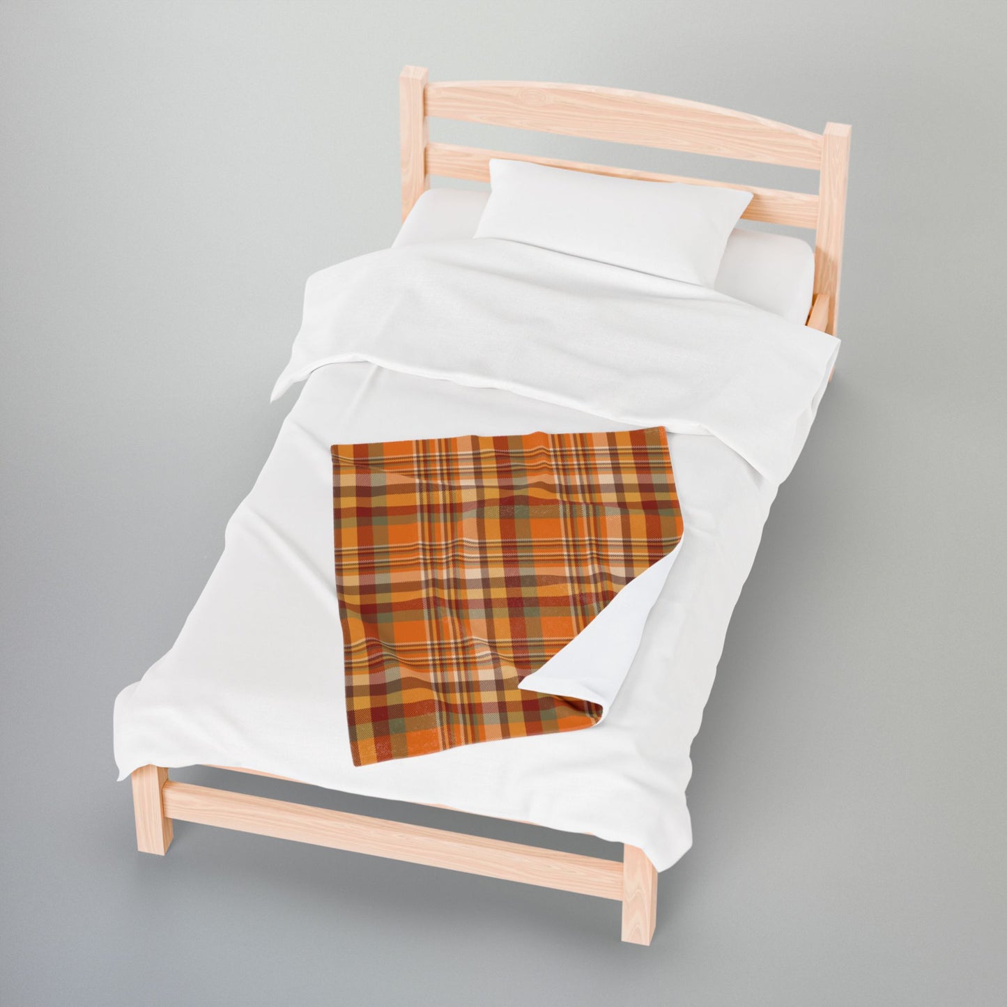Autumn Orange Plaid Velveteen Plush Blanket