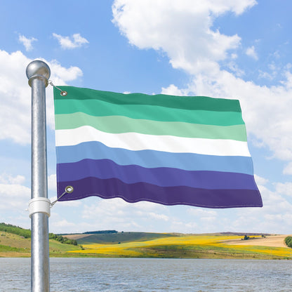 Gay Men Trans-Inclusive 7-Stripe Pride Flag with Grommets