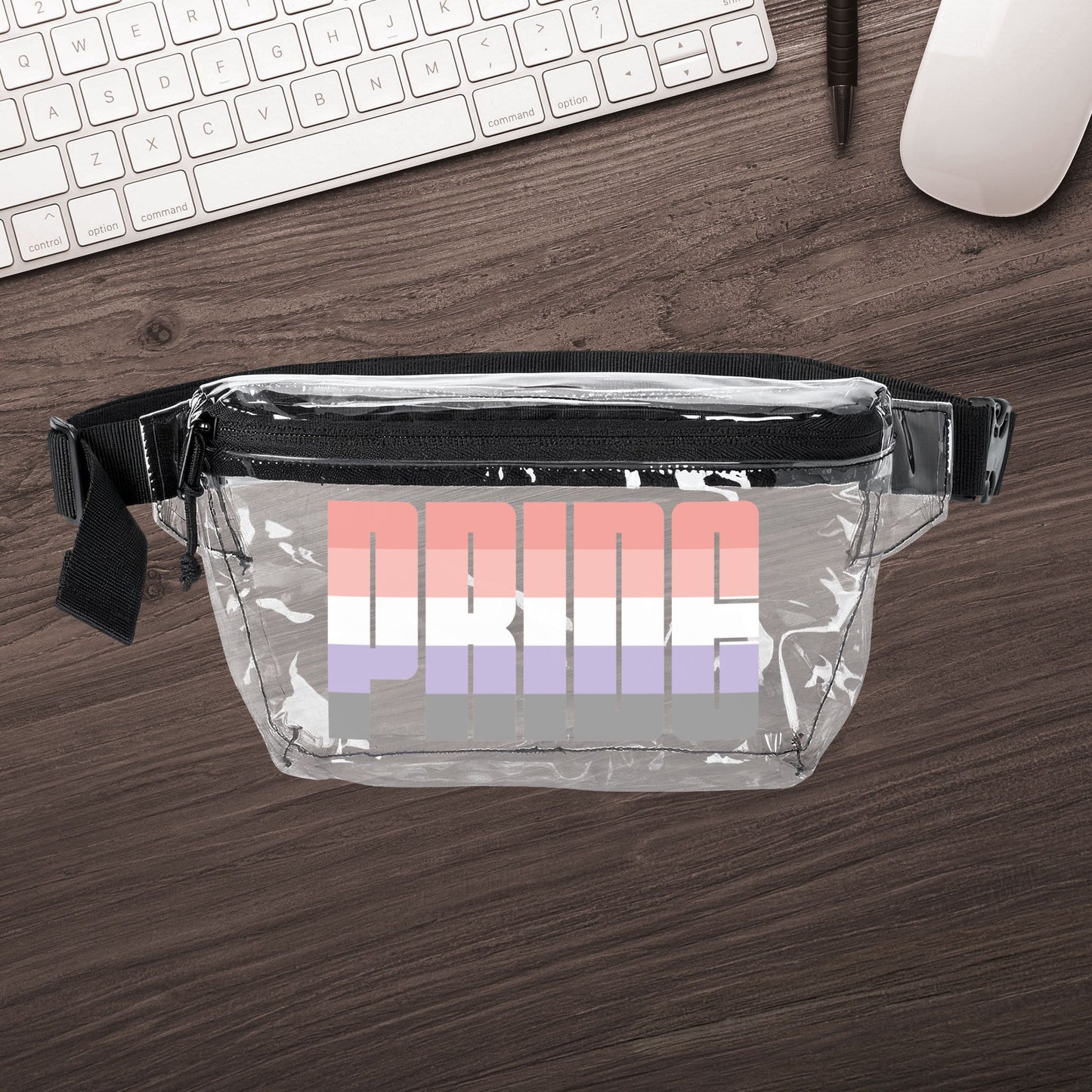 One size Clear Black Cupioromantic Pride Clear Fanny Pack