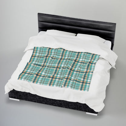 Coastal Shores Plaid Velveteen Plush Blanket