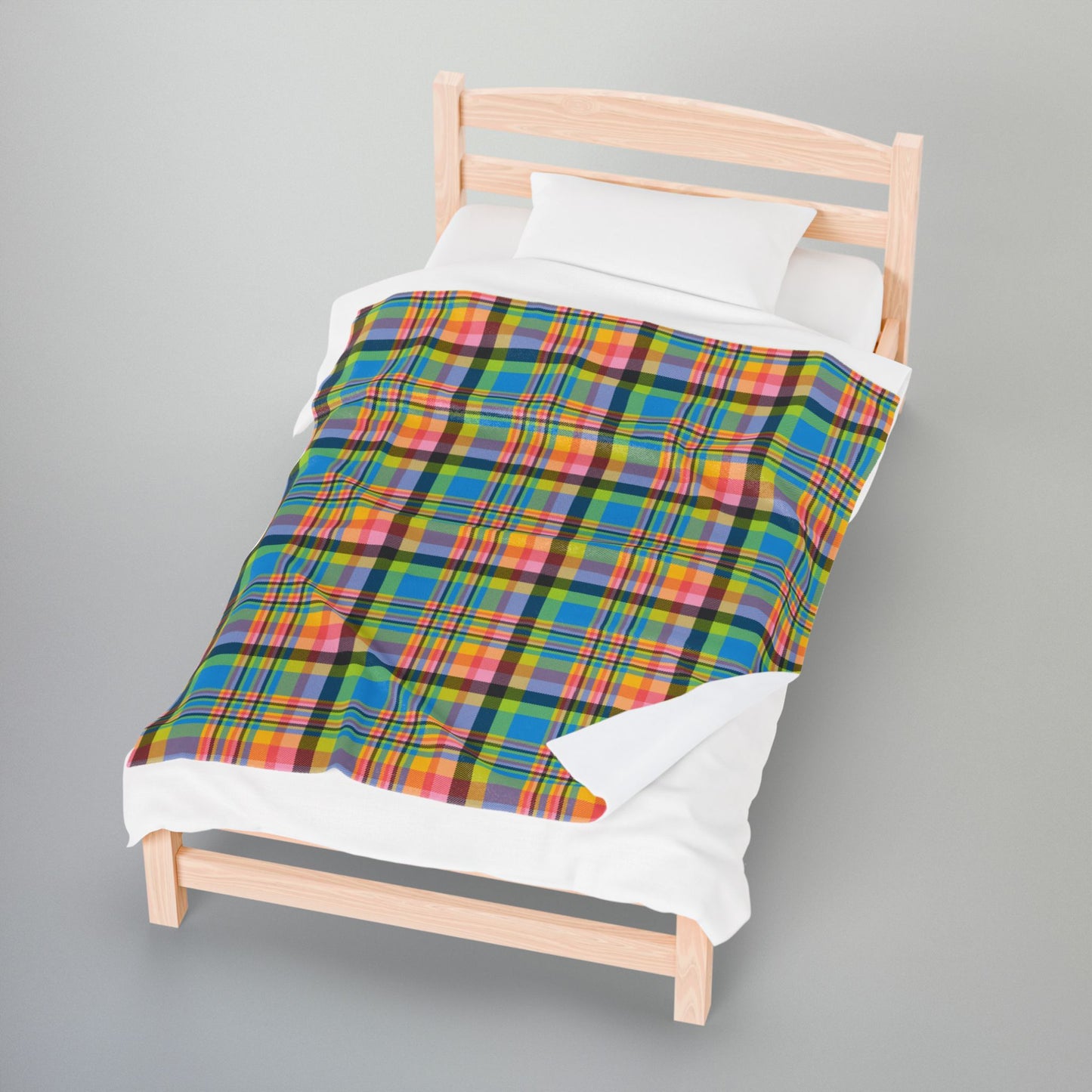Queer Pride Plaid Velveteen Plush Blanket