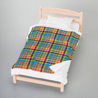 Queer Pride Plaid Velveteen Plush Blanket