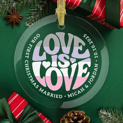 Round One Size Custom Glass Love is Love Cupiosexual Pride 3.5" Circle Ornaments