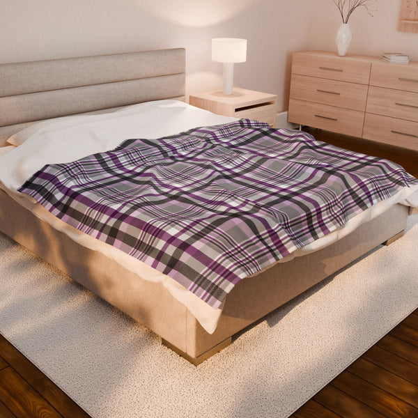 60" × 80" Demisexual Pride Plaid Velveteen Plush Blanket