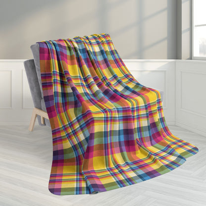 60" × 80" Pansexual Pride Plaid Fleece Sherpa Blanket