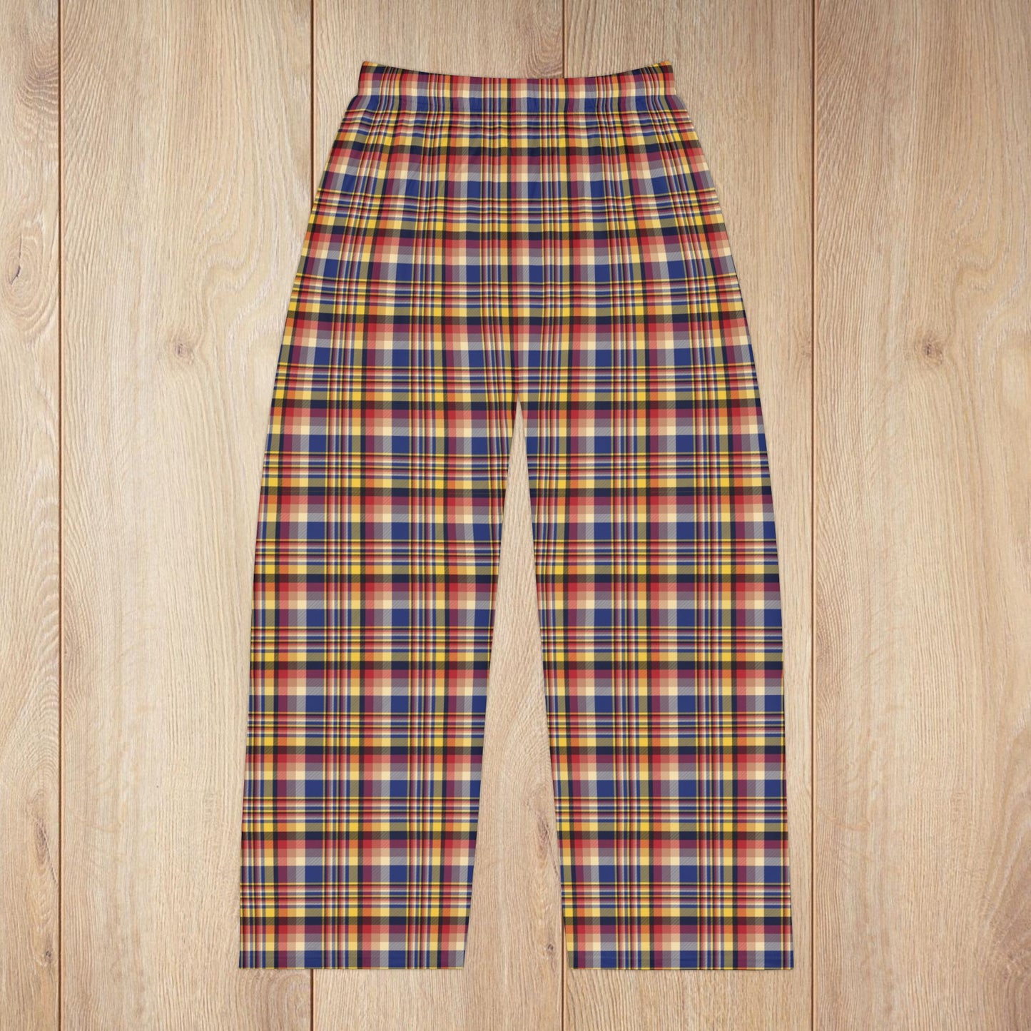 Men’s Blue, Cream & Yellow Tampa FL Plaid Pajama Pants