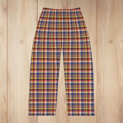 Men’s Blue, Cream & Yellow Tampa FL Plaid Pajama Pants
