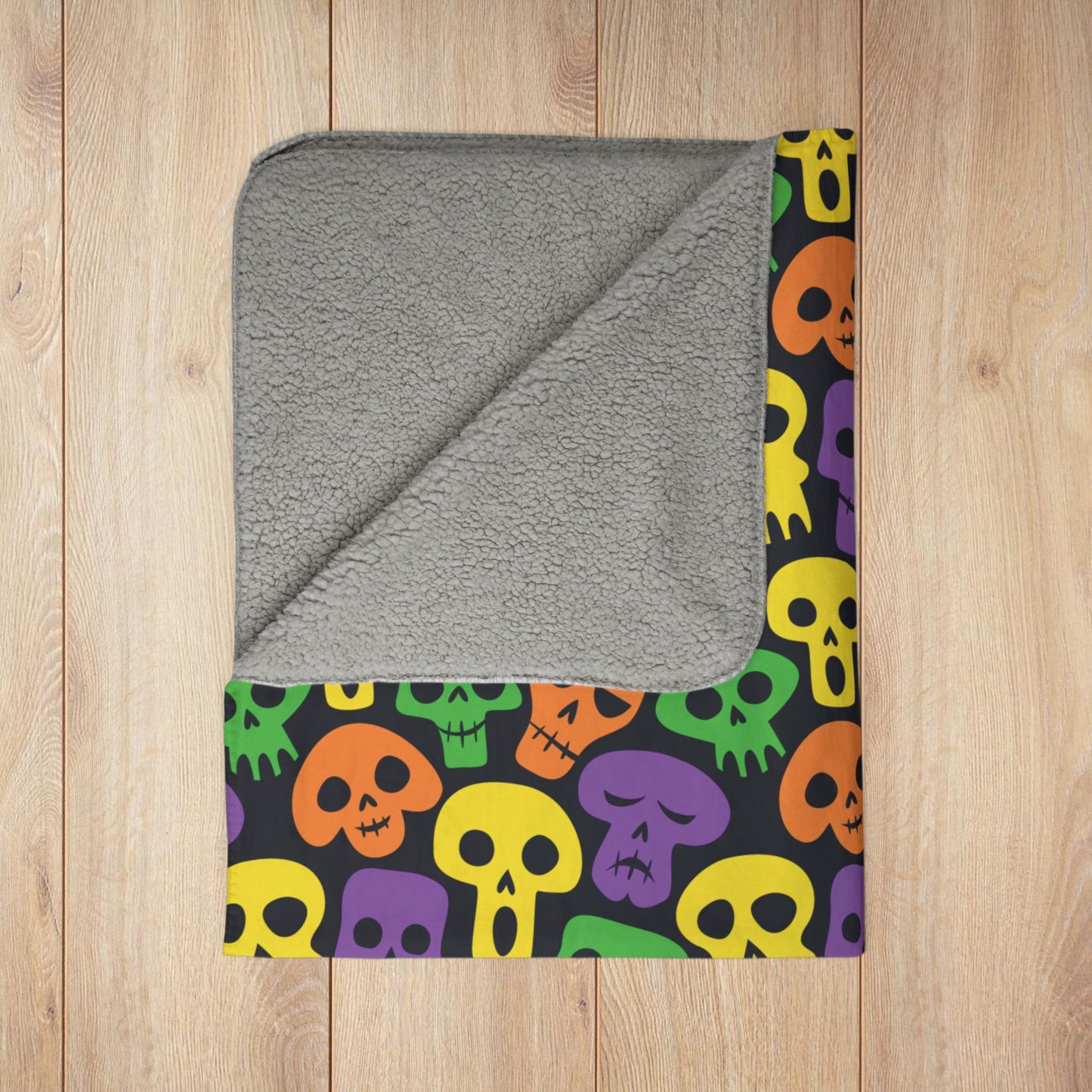 Halloween Skulls Fleece Sherpa Blanket