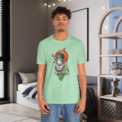 Bride of Frankenstein Lovebird, Hand-Drawn & Hand-Colored Tee