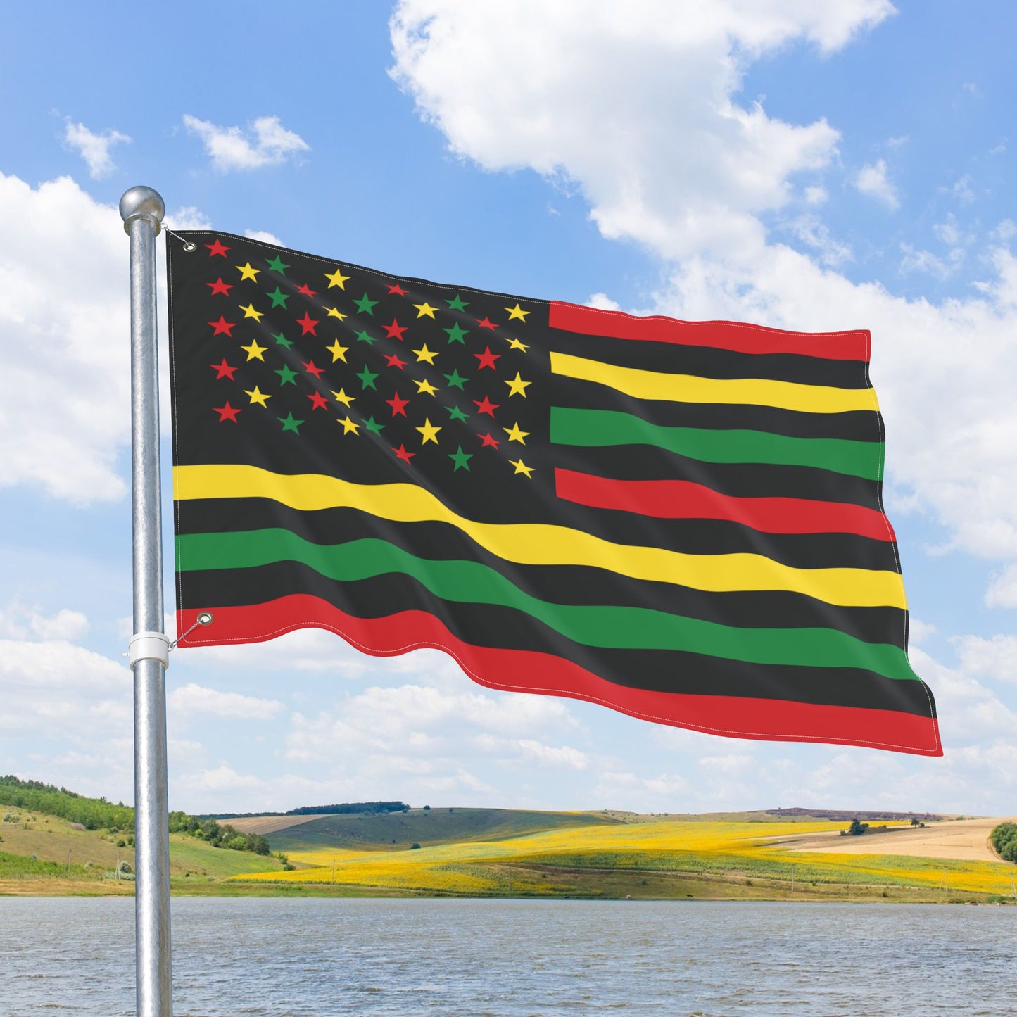 USA African American Juneteenth Flag with Grommets