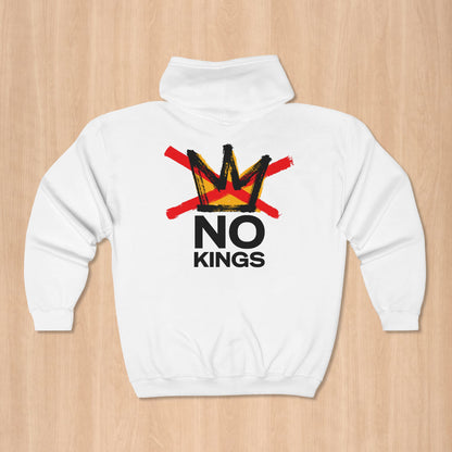 White No Kings Protest Zip Hoodie