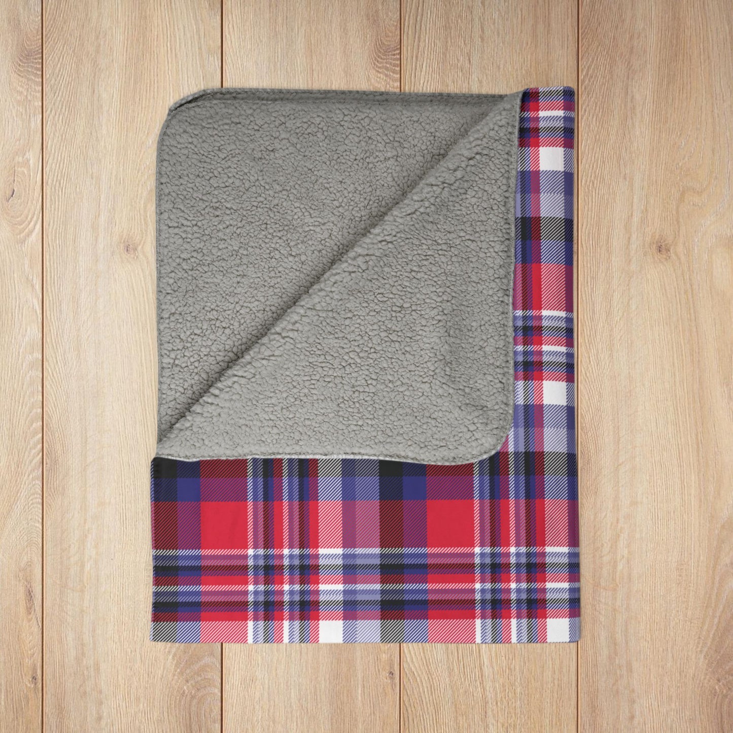 Nautical Red Plaid Fleece Sherpa Blanket