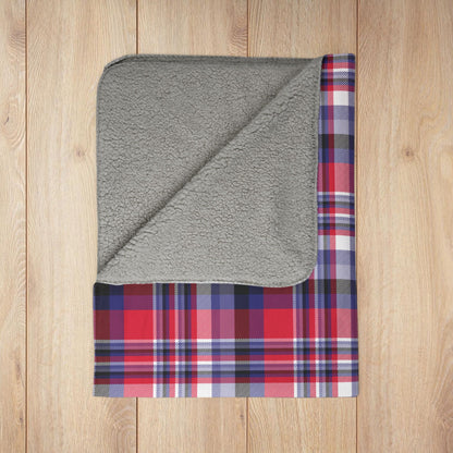 Nautical Red Plaid Fleece Sherpa Blanket