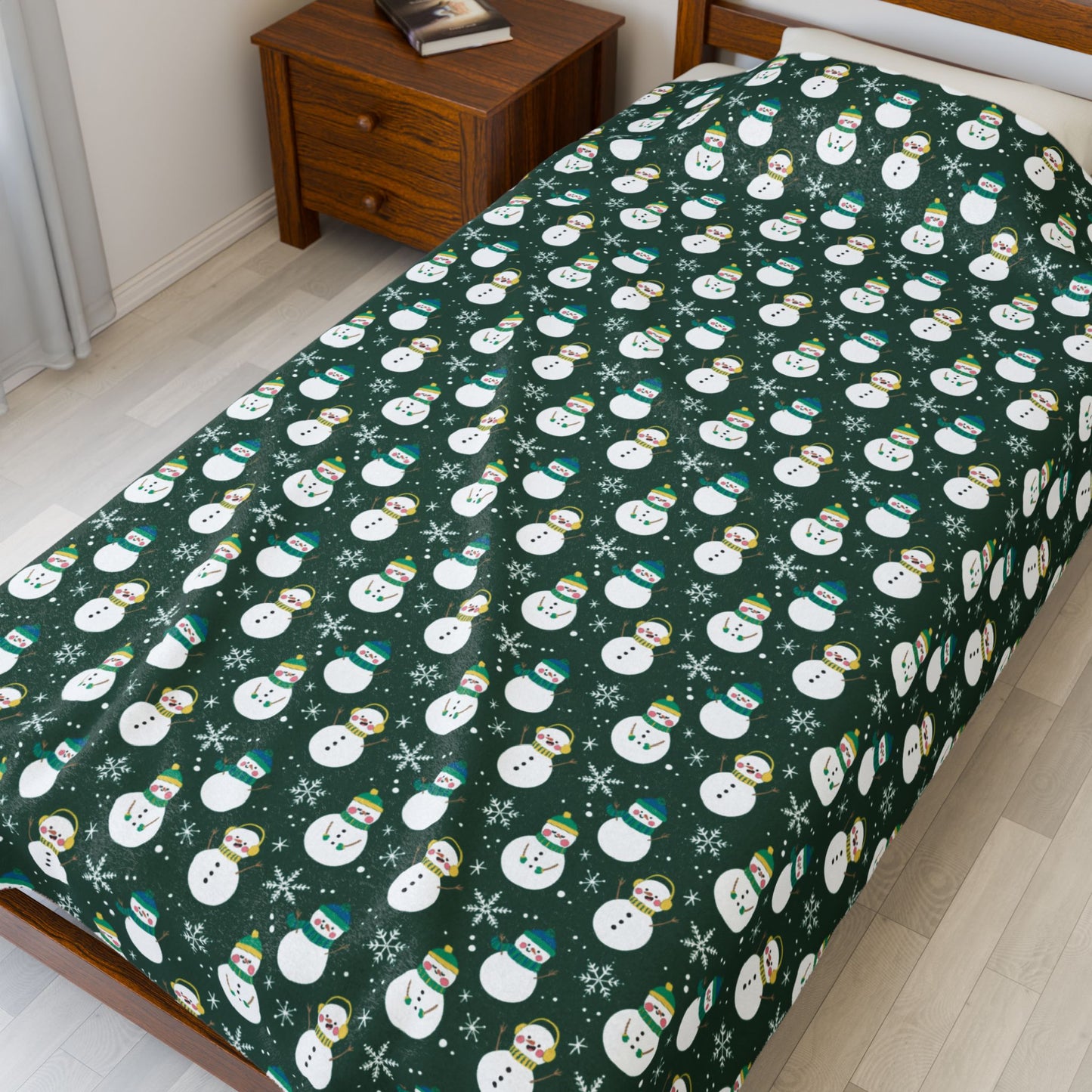 Non-Binary Boy Pride Snowmen Velveteen Plush Blanket