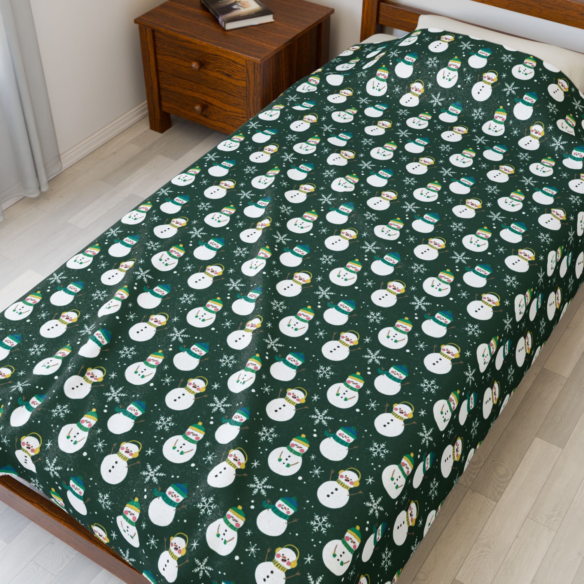 Non-Binary Boy Pride Snowmen Velveteen Plush Blanket