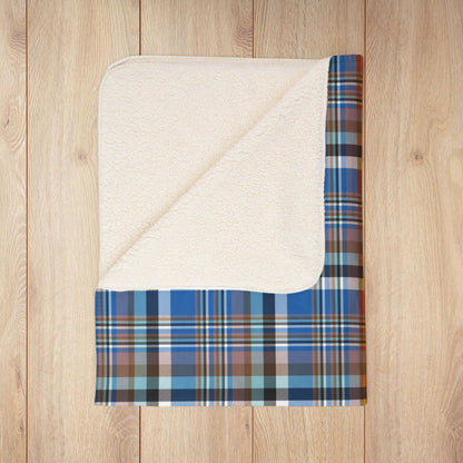 Half Red, Half Blue Sandusky OH Plaid Fleece Sherpa Blanket