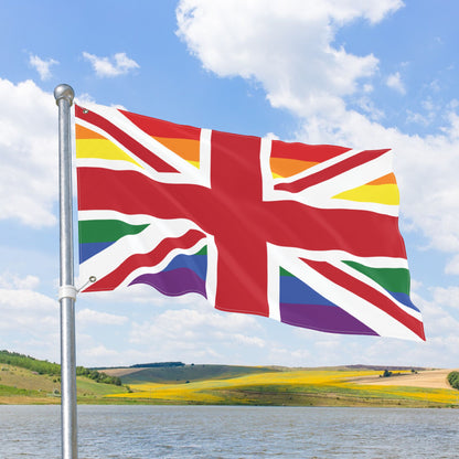 UK LGBTQIA+ Rainbow Pride Flag with Grommets