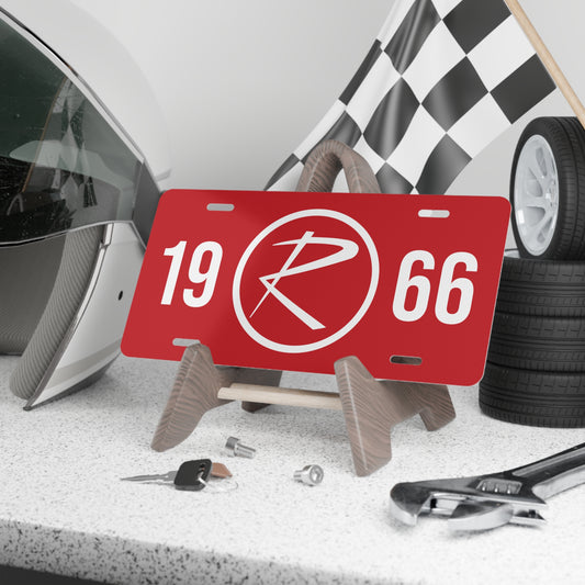 Rambler Logo Personalized Red & White Vanity Plates
