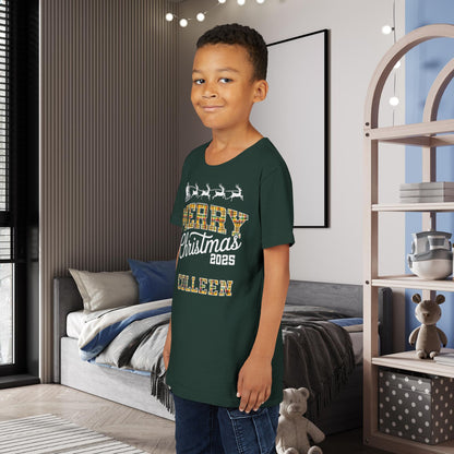Custom Christmas Green & Gold Green Bay WI Plaid Kids Tee Youth Pajama Top