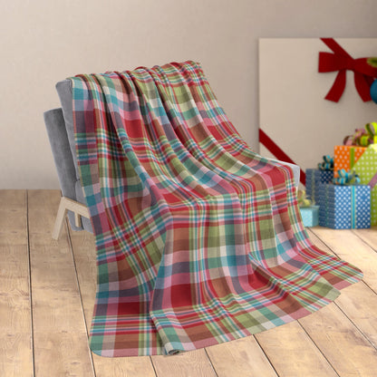 60" × 80" Christmas MCM Red Plaid Fleece Sherpa Blanket