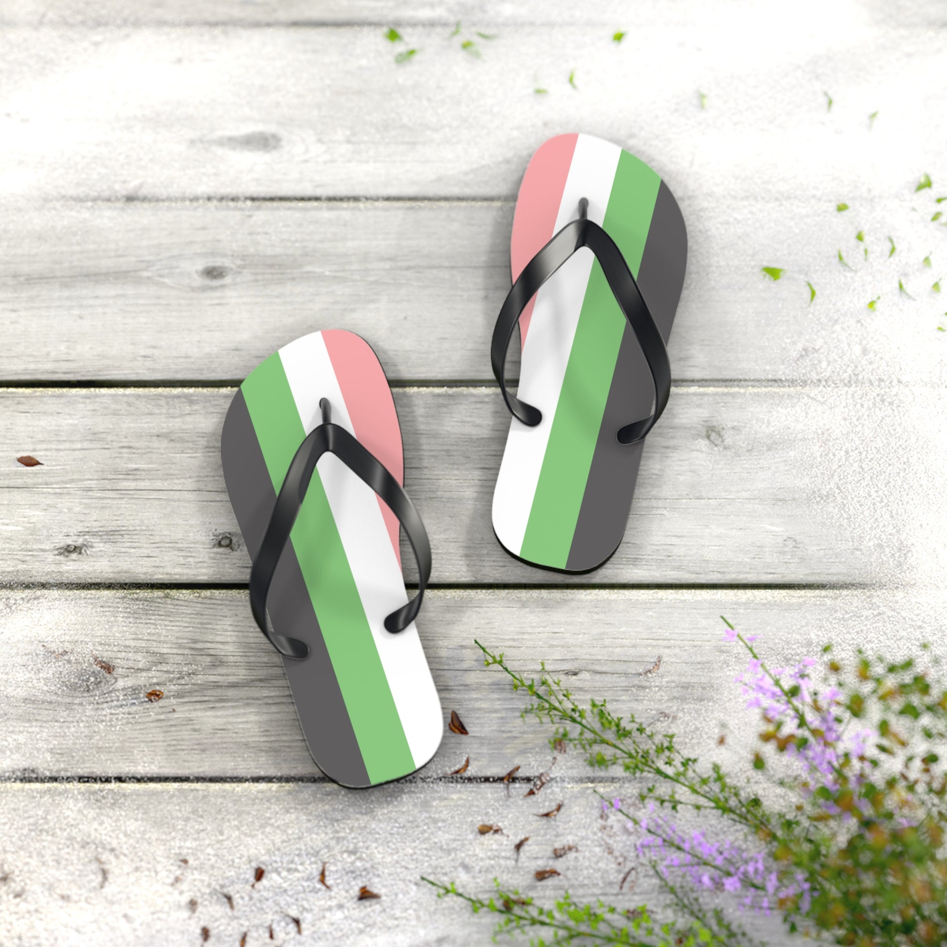 S Black sole Idemromantic Pride Flip Flops