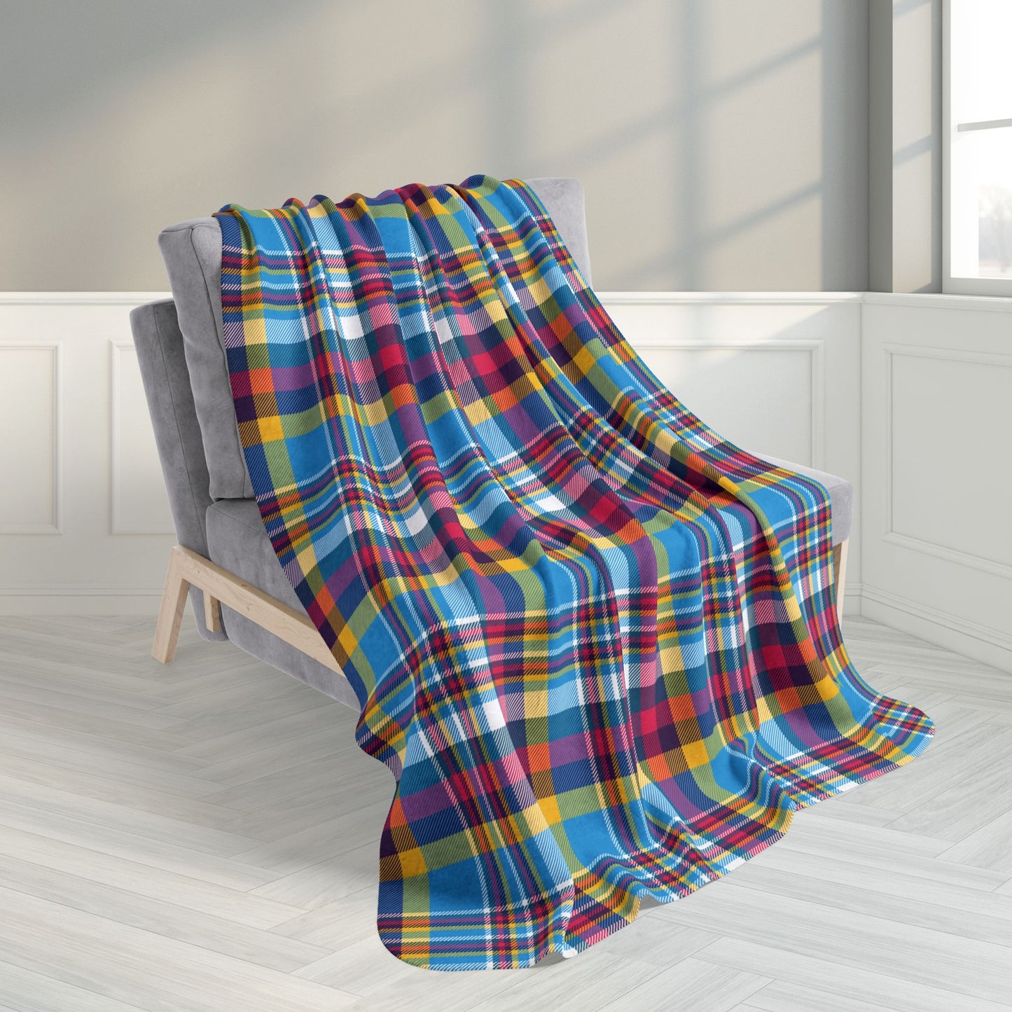 50" × 60" Polyamory Pride Plaid Fleece Sherpa Blanket