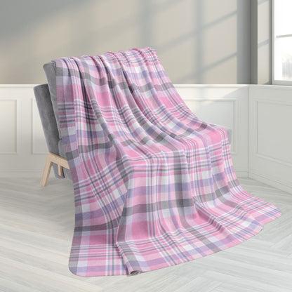 60" × 80" Grey Cupiosexual Pride Plaid Fleece Sherpa Blanket