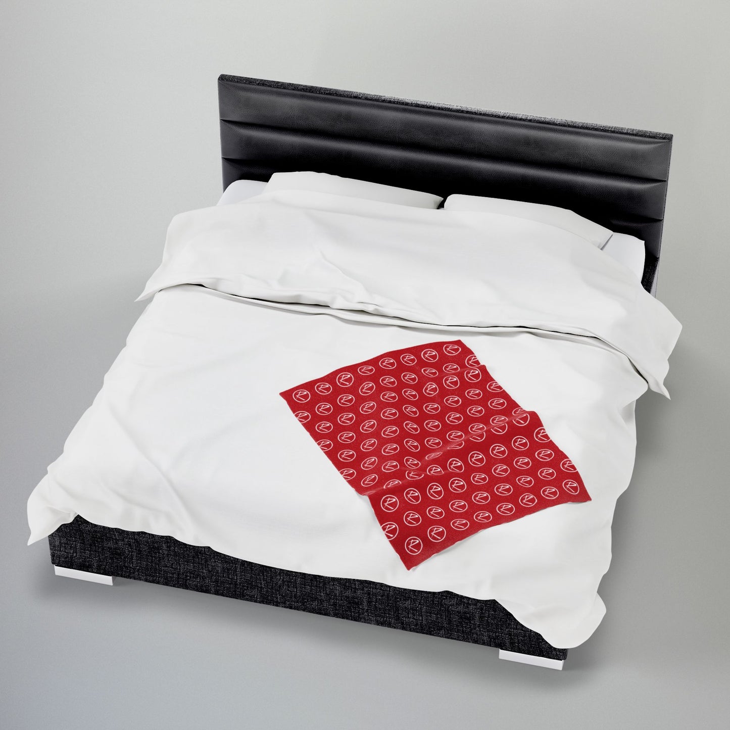 White Rambler Logo Red Velveteen Plush Blanket
