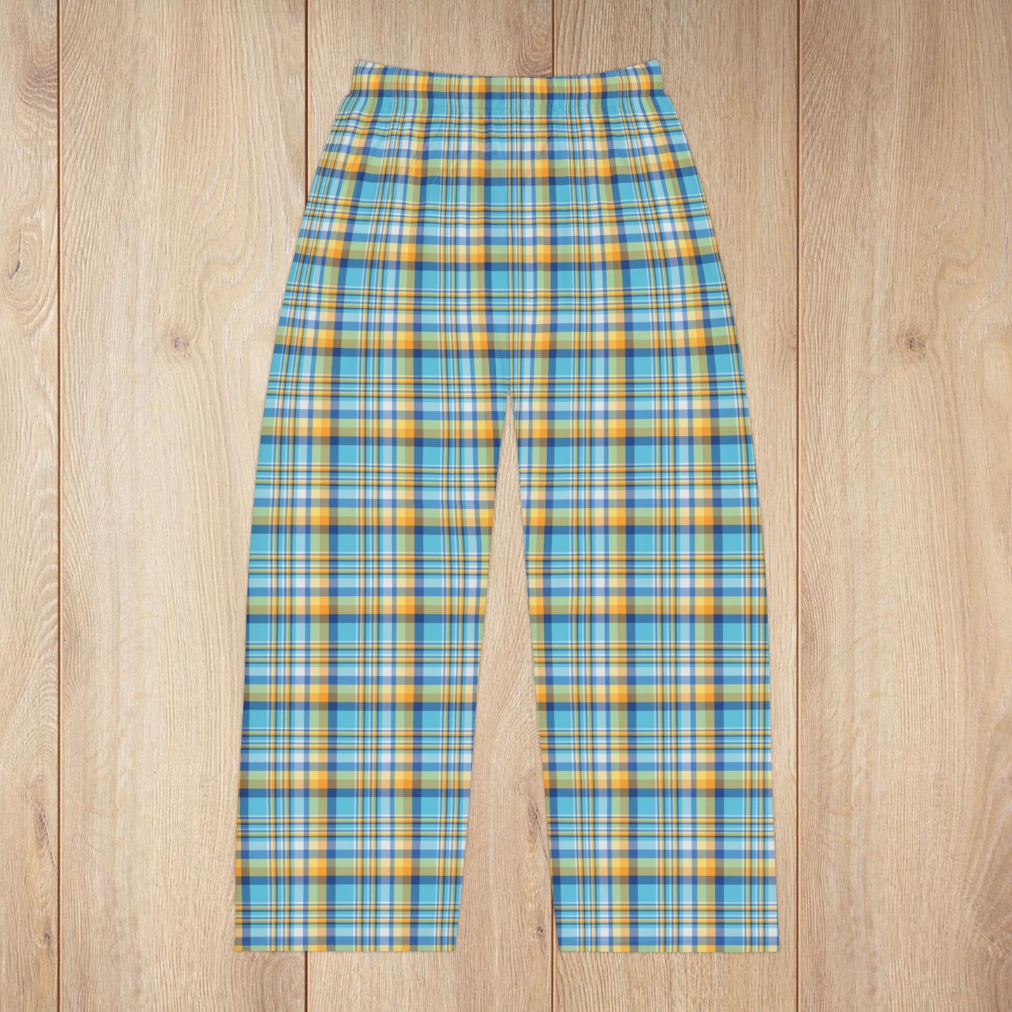 Men’s Teal, Blue & Gold Ohio Plaid Pajama Pants
