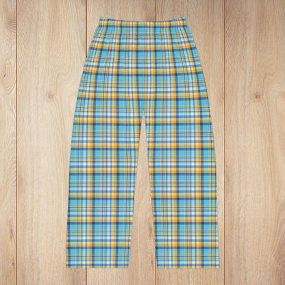 Men’s Teal, Blue & Gold Ohio Plaid Pajama Pants