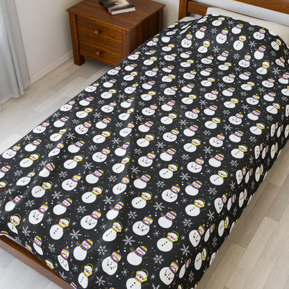 Non-Binary Pride Snowmen Velveteen Plush Blanket