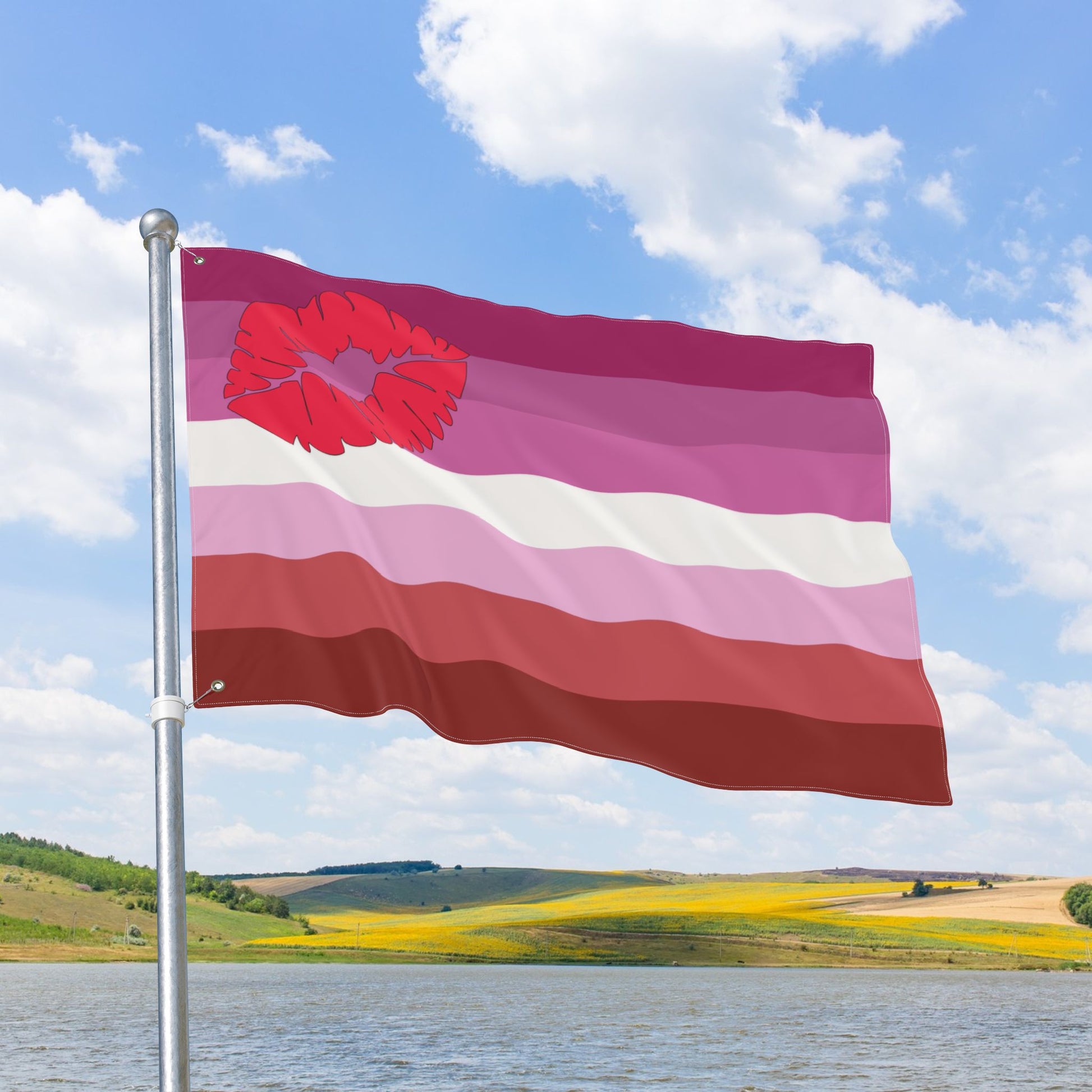 Lipstick Lesbian Pink Pride Flag with Grommets
