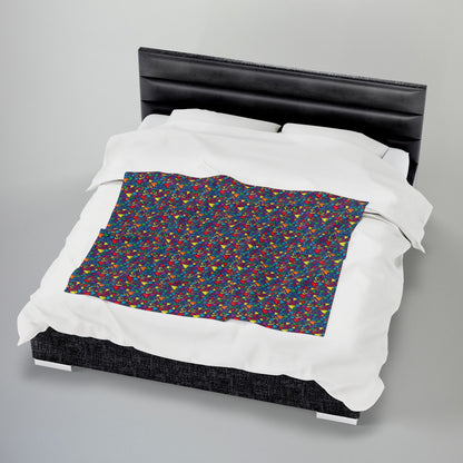 Rainbow Pride Hearts Velveteen Plush Blanket