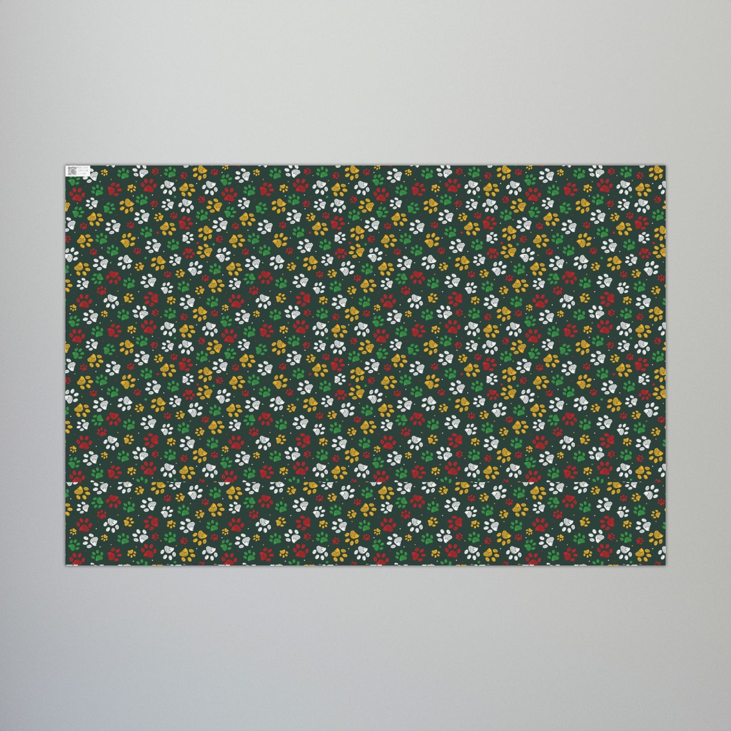 Christmas Green & Gold Paw Print Green Bay WI Gift Wrapping Paper Roll