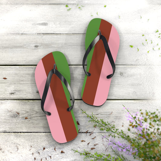 L Black sole Gynesexual Pride Flip Flops